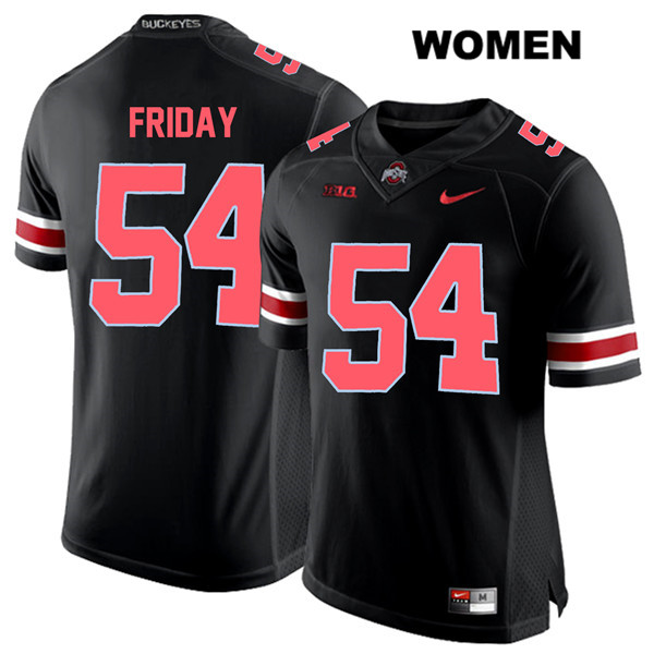 Ohio State Buckeyes Women's Tyler Friday #54 Red Number Black Authentic Nike College NCAA Stitched Football Jersey YK19J50WB